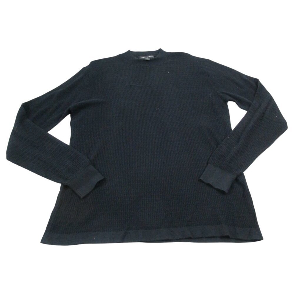 Jhane Barnes Sweater Womens Medium Black Waffle Knit Formal Long Sleeve Pullover
